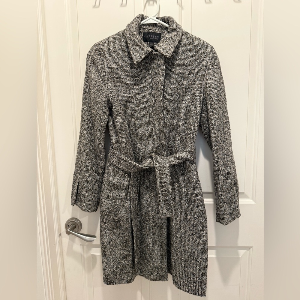 EUC Express Vintage Wool Trench Coat Size 1/2 - Picture 5 of 6